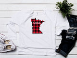 MINNESOTA HOME BUFFALO PLAID HEART RAGLAN