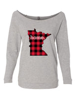 MINNESOTA HOME BUFFALO PLAID HEART RAGLAN