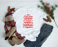 HOT COCOA FLANNELS JESUS MISTLETOE AND CHRISTMAS MOVIES SOFTSTYLE TEE