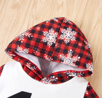 Christmas Snowflake Plaid Long- sleeve Baby Hooded Jumpsuits