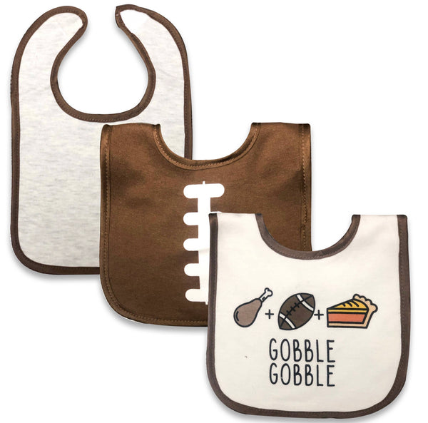 3 Pack Drooler Bibs - Gobble Gobble Football