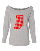 INDIANA STATE PLAID RAGLAN CREWNECK