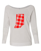 INDIANA STATE PLAID RAGLAN CREWNECK