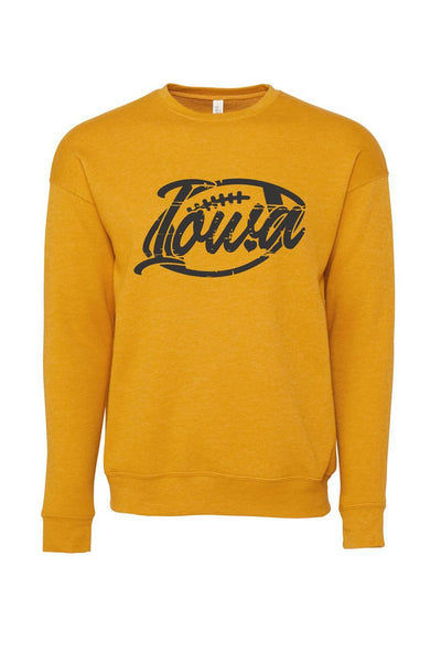 IOWA FOOTBALL BLACK PRINT BELLA CANVAS SOFTSTYLE PREMIUM CREWNECK