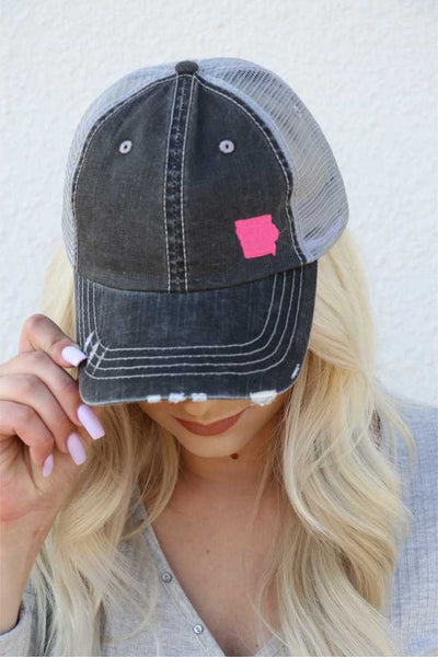 Iowa in Pink Embroidered Trucker Hat