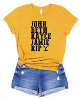 JOHN BETH KAYCE JAMIE RIP BOUTIQUE STYLE TEE