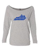 KENTUCKY STATE BLUE PLAID RAGLAN CEWNECK