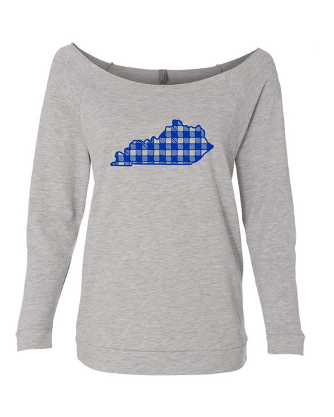 KENTUCKY STATE BLUE PLAID RAGLAN CEWNECK