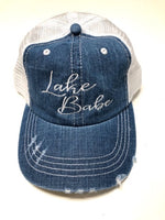 Lake Babe Embroidered Denim/Mesh Trucker Hat