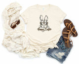 Leopard Happy Easter Bunny Glasses Graphic Tee