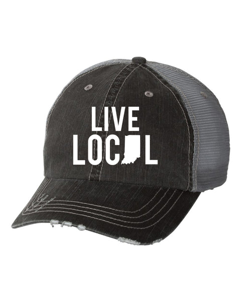 Live Local~Indiana Embroidered Trucker Cap