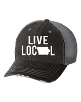 Live Local~Iowa Embroidered Trucker Cap