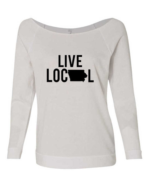 LIVE LOCAL ~ IOWA CREW NECK RAGLAN