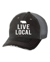 Live Local~Nebraska in White Embroidered Trucker Cap