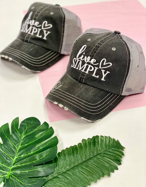 LIVE SIMPLY EMBROIDERED TRUCKER HAT