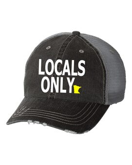 LOCALS ONLY~MINNESOTA WITH GOLD STATE EMBROIDERED TRUCKER HAT