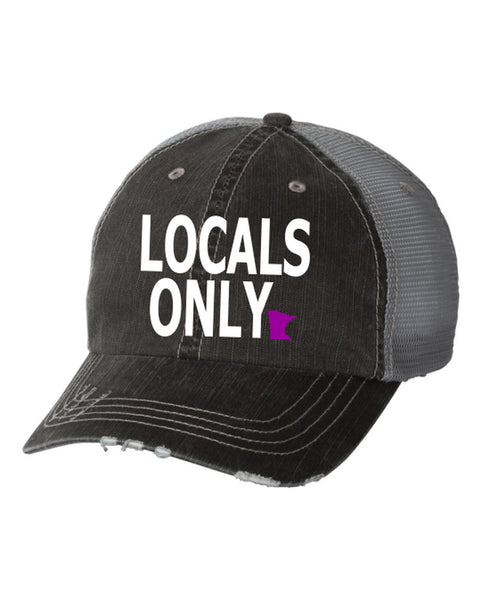 LOCALS ONLY~MINNESOTA WITH PURPLE STATE EMBROIDERED TRUCKER HAT