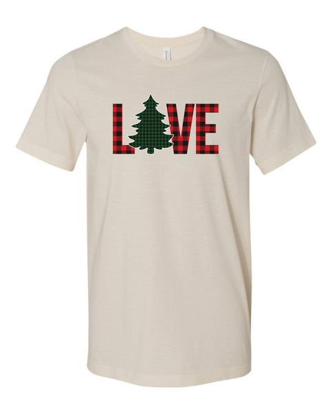 LOVE BUFFALO PLAID CHRISTMAS TREE SOFTSTYLE TEE