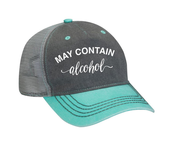 May Contain Alcohol Grey/Seafoam Embroidered Trucker Hat