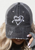 MEH. HEART EMBROIDERED TRUCKER HAT