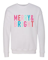 COLROFUL MERRY & BRIGHT BELLA CANVAS SOFTSTYLE PREMIUM CREWNECK