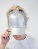 MESSY BUN GLITTER BASEBALL HAT