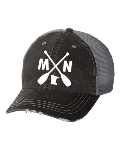 MN WITH PADDLES MINNESOTA EMBROIDERED TRUCKER