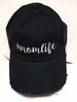 #momlife Embroidered Distressed Trucker Hat