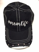 #momlife Studded Decorative Embroidered Trucker Hat