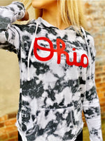 OHIO SCRIPT BLACK TYE DYE LIGHTWEIGHT SUMMER HOODIE