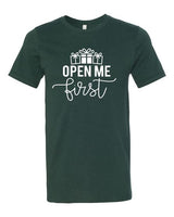 OPEN ME FIRST HOLIDAY CREW NECK TEE