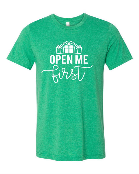 OPEN ME FIRST HOLIDAY CREW NECK TEE