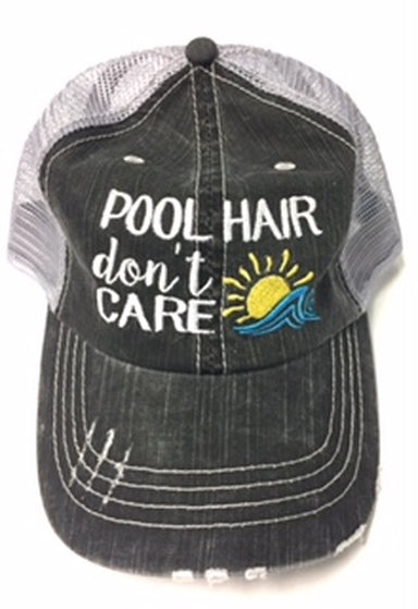 Pool Hair Don't Care Embroidered Trucker