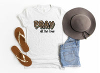 Pray All The Time Leopard Crewneck Tee