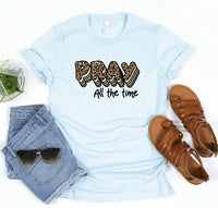 Pray All The Time Leopard Crewneck Tee