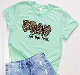 Pray All The Time Leopard Crewneck Tee