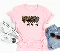 Pray All The Time Leopard Crewneck Tee