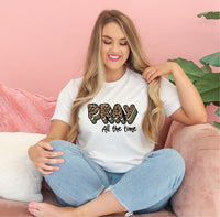 Pray All The Time Leopard Crewneck Tee