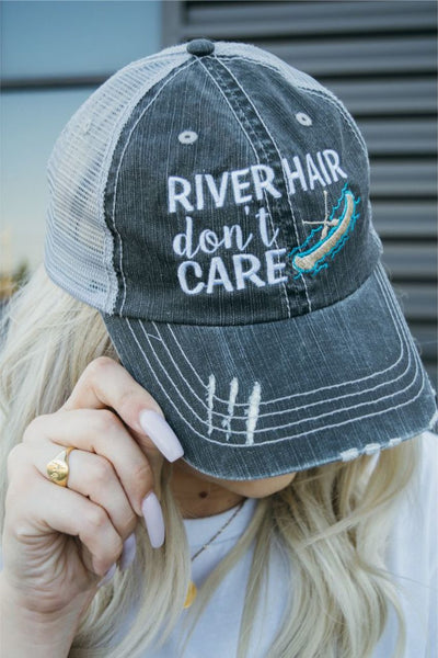 RIVER HAIR DON'T CARE WITH CANOE EMBROIDERED TRUCKER HAT