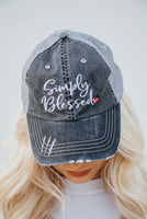 SIMPLY BLESSED EMBROIDERED TRUCKER HAT