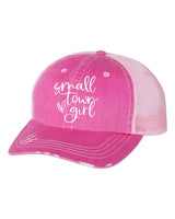 SMALL TOWN GIRL WITH HEART EMBROIDERED TRUCKER