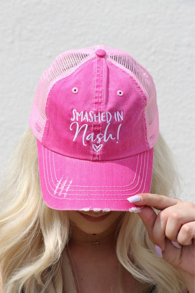 SMASHED IN NASH PINK EMBROIDERED TRUCKER HAT