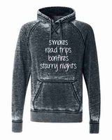 SMORES ROAD TRIPS BONFIRES STARRY NIGHTS SOFTSTYLE VINTAGE HOODIE