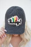 Thankful Patch Embroidered Black Trucker Hat