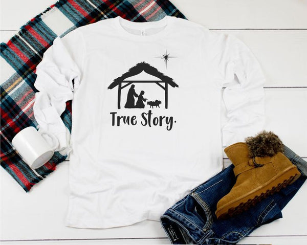 TRUE STORY NATIVITY SCENE LONG SLEEVE TEE